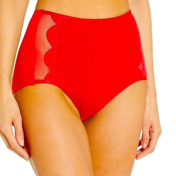 Seafolly High Waist Bikini Bottom Petal Edge Chilli - Picture 7 of 16